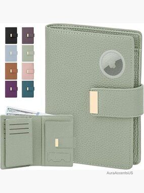 RFID Blocking Passport Holder with Airtag Slot - Leather Bifold Travel Wallet